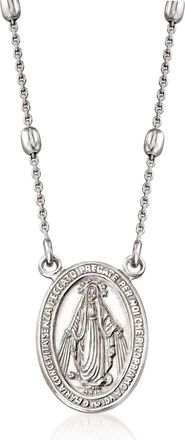 Ross-Simons Italian Sterling Silver Miraculous Medal Bead Station Necklace