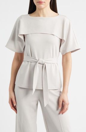 Anne Klein Layered Bateau Neck Knit Top in Soft Pebble at Nordstrom, Size X-Small