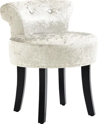 HOMCOM Dressing Table Stool Vanity Seat W/ Rubber Wood Legs Bedroom - Beige | TJ Hughes