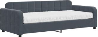 vidaXL Sofá cama con colchón terciopelo gris oscuro 90x200 cm Vidaxl
