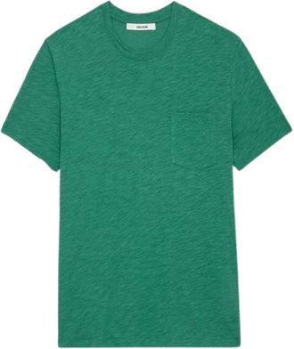 Zadig&Voltaire Tops, Heren, Groen, M, Katoen, Flame Skull T-Shirt