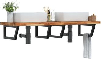 vidaXL Estante De Lavabo De Pared Acero Y Madera Maciza De Acacia Vidaxl