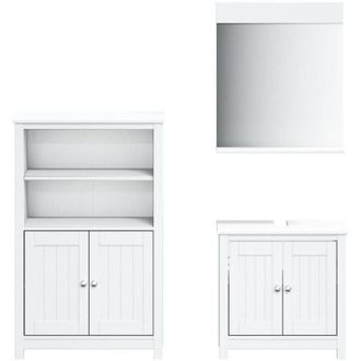 vidaXL Vidaxl - Juego De Muebles De Ba&ntilde;o Berg 3 Pzas Madera Maciza Pino Blanco