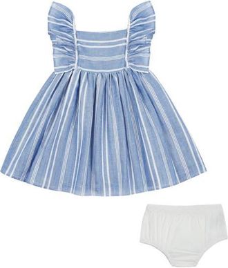 Pippa & Julie Kids Terrie Stripe Chambray Dress in Blue at Nordstrom, Size 4T