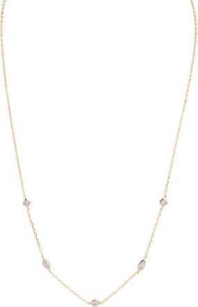 Argento Vivo Two-Tone Cubic Zirconia Station Necklace in Gold/Silver at Nordstrom
