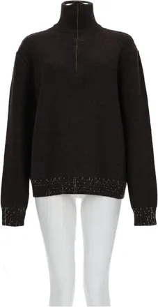 Maison Margiela Brown Deconstructed High-Neck Wool-Blend Sweater