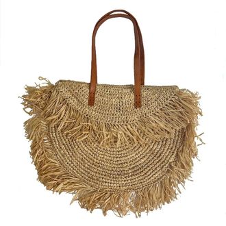 NATYAL Bolso de hombro de rafia natural con flecos 58x42cm