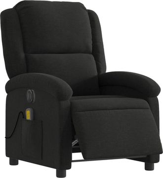 vidaXL Sill&oacute;n Reclinable De Masaje El&eacute;ctrico Tela Negro Vidaxl