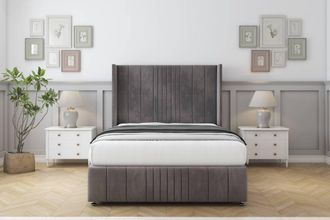 Comfort Beds Grace Naples Divan Base No Drawers - 54 Wingback-Footboard in Grey | Size: King