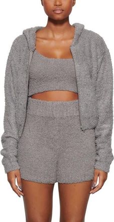 SKIMS Cozy Knit Zip Hoodie in Smoke at Nordstrom, Size 4X