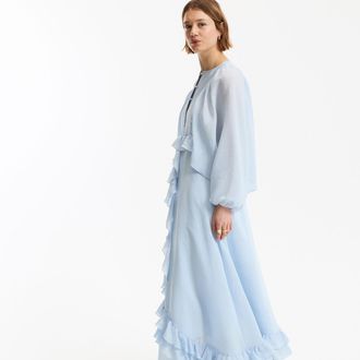 La Redoute Collections Maxi-jurk met pofmouwen en ruches