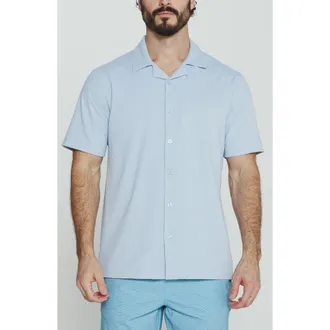 7 Diamonds Sutherland Stretch Seersucker Camp Shirt in Powder Blue at Nordstrom, Size Xx-Large