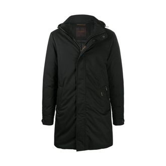 Moorer Jassen, Heren, Zwart, XL, Zwarte Gewatteerde Donsjas met Capuchon