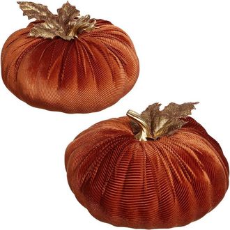 Mark Roberts Handmade Set Of 2 Velvet Pumpkins - 6In
