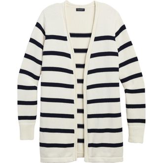 Vineyard Vines Stripe Open Front Cotton Cardigan in Stripe - Marsh/Navy at Nordstrom, Size X-Large