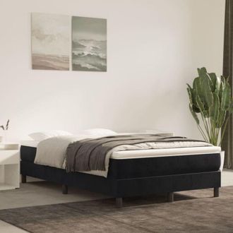 vidaXL Cama Box Spring Con Colch&oacute;n Terciopelo Negro 120x200 Cm Vidaxl
