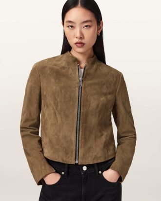 AllSaints Sadler Slim Fit Suede Jacket