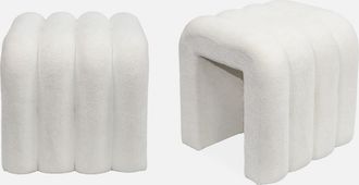 Sweeek Sweeek - Puff Contempor&aacute;neo De Tela, Set De 2, Ito, Blanco, 40x38x40 Cm