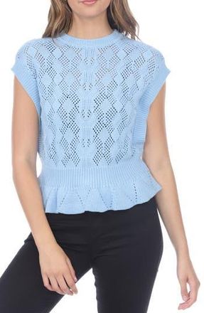 Rain + Rose Pointelle Sleeveless Sweater in Blue at Nordstrom Rack, Size X-Large