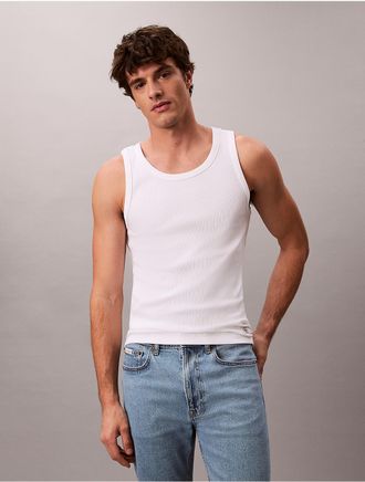 Calvin Klein Jeans Calvin Klein Mens Cotton Stretch Rib Tank Top - Open White - 2XL