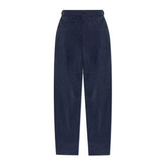 Giorgio Armani Straight Trousers, male, Blue, Size: 2XL Loose-fit silk trousers