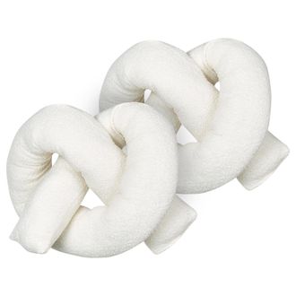 Beliani Conjunto De 2 Cojines Modernos 172 X 14 Cm Tela Afelpada Almohada M&uacute;ltiples Formas Textil Decoraci&oacute;n Accesorios Sala De Estar Dormitorio Blanco Crema 