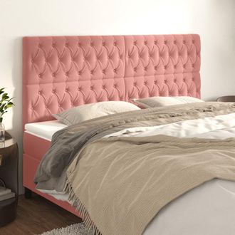 vidaXL Cabeceros 4 Unidades De Terciopelo Rosa 90x7x78/88 Cm Vidaxl