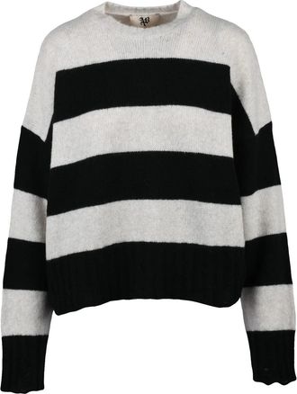 Aniye By Cropped Short Crewneck Sweater With Bold Stripes