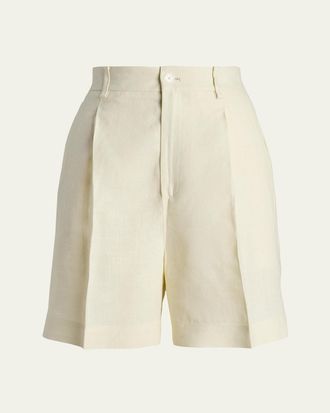 Ralph Lauren Collection Tracy Pleated Linen Shorts