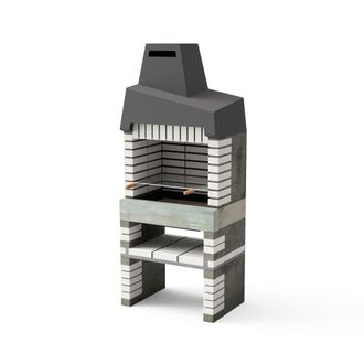 Movelar Barbacoa De Obra Prefabricada De Le&ntilde;a Y Carb&oacute;n Modelo California Plus (gris Beige - 86,5 X 58 X 215 Cm) Ref: 8890 - Cocina De Exterior Con Chimenea Pa
