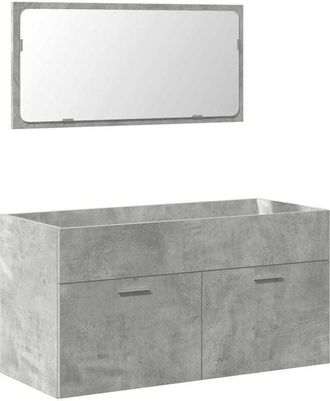 vidaXL vidaXL Mobile da Bagno con Specchio Grigio Cemento Legno Multistrato