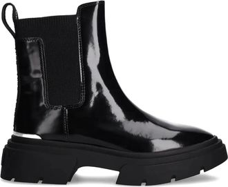 DKNY 60mm Fenella lug-sole pull-tab Chelsea boots - women - Patent Leather/Fabric/Polyurethane/PVC - 41 - Black
