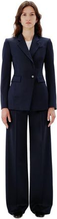 Another Tomorrow SEAMED WAIST JACKET in Navy at Nordstrom, Size 42 It