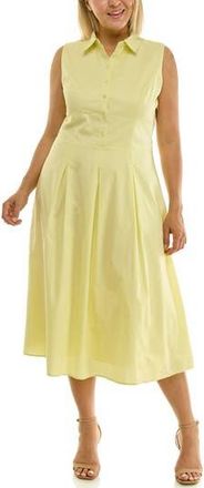 Nicole Miller Sleeveless Poplin Midi Shirtdress in Celestial Yellow at Nordstrom Rack, Size X-Large