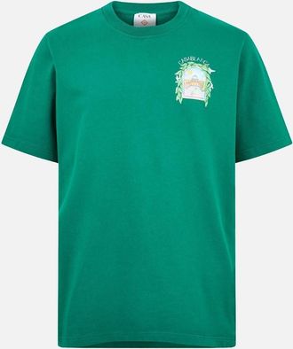 Casablanca Mens Casablanca Printed T-Shirt LArch De Tennis Green T-Shirt - Size: 36