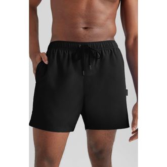 Tommy John Classic UPF 50+ Swim Trunks in Black at Nordstrom, Size Large