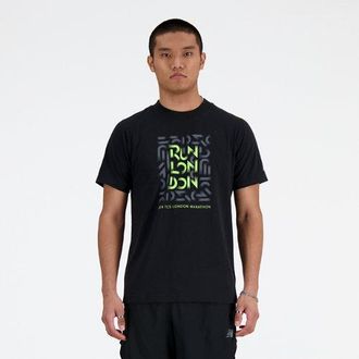 New Balance Mens London Edition Graphic T-Shirt in Black Cotton, size X-Small