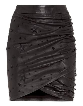 Philipp Plein Leather Skirt Short Studs