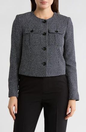 DKNY Tweed Crop Jacket in Navy Combo at Nordstrom Rack, Size 14