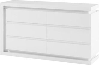Vente-Unique Comò 6 cassetti Con LED MDF Bianco laccato - FLARANCIA