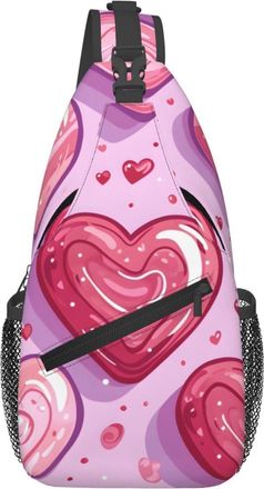 Generic Pink Candy Heart Cross Body Bag Trendy Crossbody Bag Anti Theft Daypack For Casual Outdoors Runner
