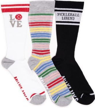 Muk Luks Cotton Rib Compression Crew Sock 3 Pair Pack in Rainbow at Nordstrom