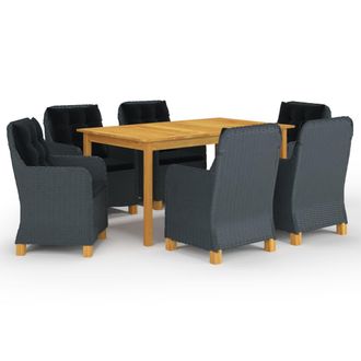 vidaXL Juego De Comedor Para Jard&iacute;n De 7 Piezas Gris Oscuro Vidaxl