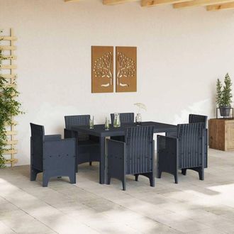 Berkfield Home Garden Table Anthracite 150x100x73 cm Poly Rattan in Charcoal | Size: 150 x 100 x 73 cm