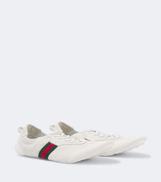 Gucci Zapatillas Flex de piel y ante con Web