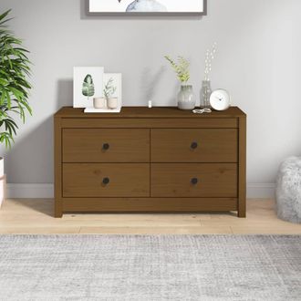 vidaXL Vidaxl - Armario Auxiliar Madera Maciza De Pino Marr&oacute;n Miel 100x40x54 Cm