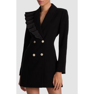 Alice & Olivia Latoya Ruffle Detail Long Sleeve Blazer Dress in Black at Nordstrom Rack, Size 2