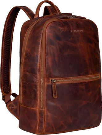 STILORD Kellis Large Vintage Genuine Leather Backpack for Men & Women - 15 Inch Laptop Rucksack - Leather Daypack for Work, University & Leisure Colour:kara -