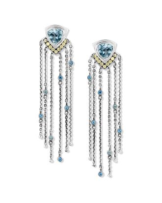 Samuel B. Silver & 18K 4.48 Ct. Tw. Blue Topaz Earrings