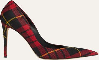 Alexander McQueen 105mm Tartan Plaid Pointed-Toe Pumps